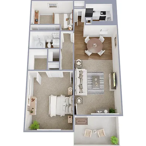 Floor plan 2 Bedroom 1 Bath Classic