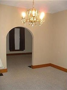 Beautiful crystal chandelier in dining room