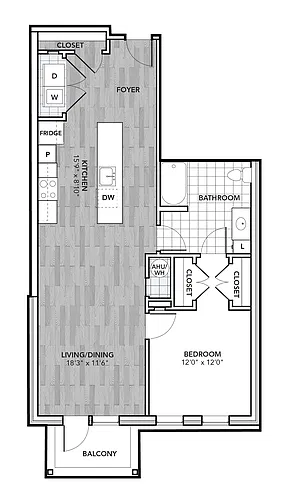 Floor plan 1 Bed 1 Bath