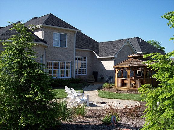 Gazebo, Berm, irrigation, firepit, pavers