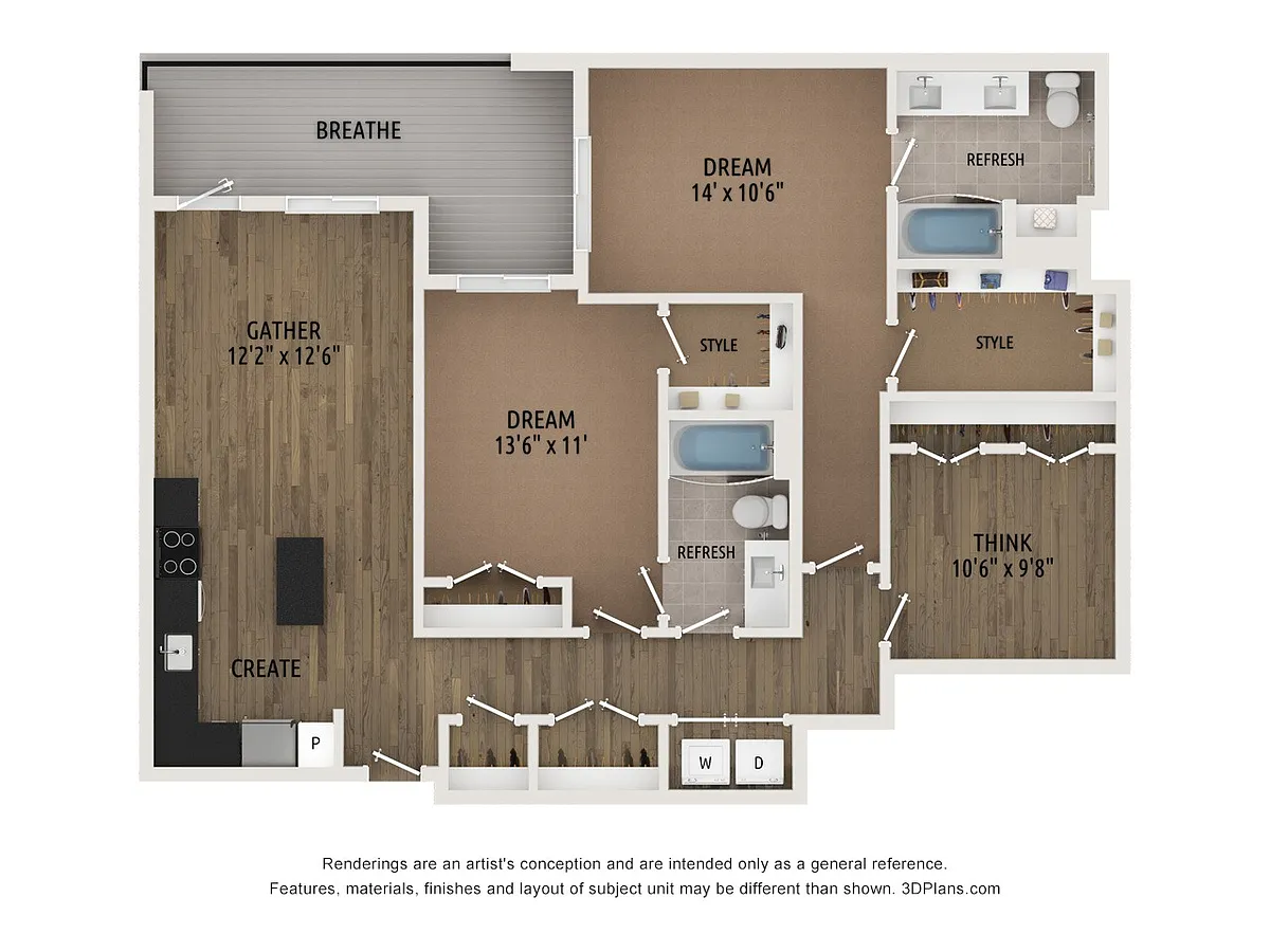 Floor plan Two Bed Den E3