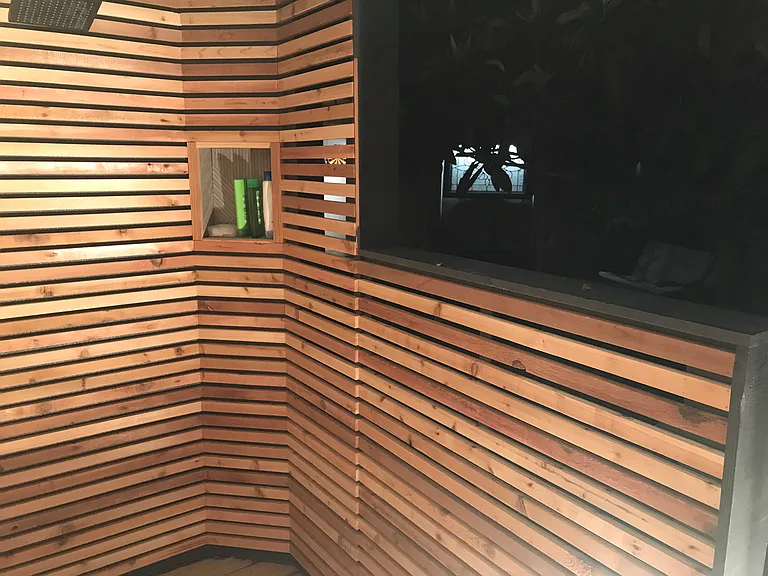 Outdoor shower. Access via Bedroom #3