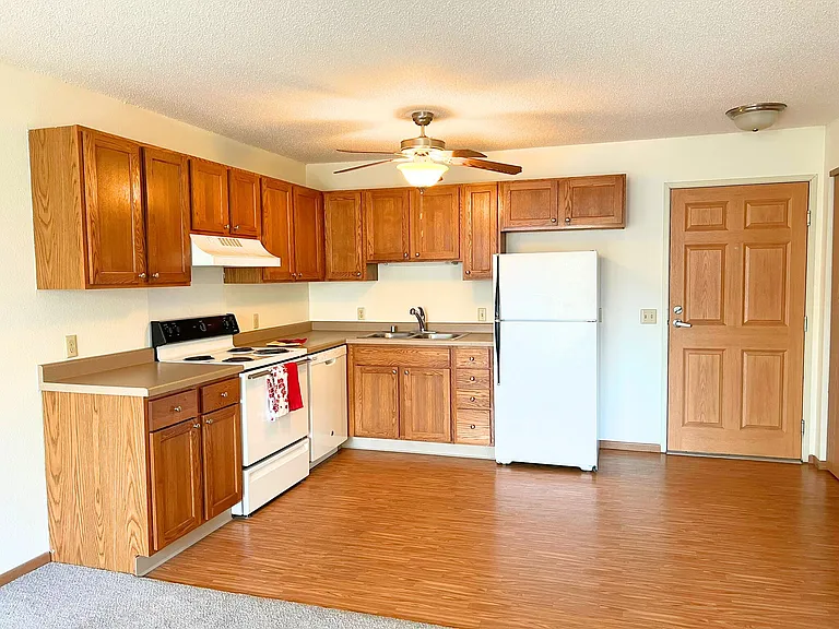 Open Concept Kitchen and Dining to Living Room - 1 Bedroom Unit