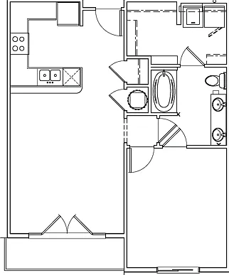 One Bedroom, One Bathroom A3a Floor Plan One Bedroom, One Bathroom A3a Floor Plan