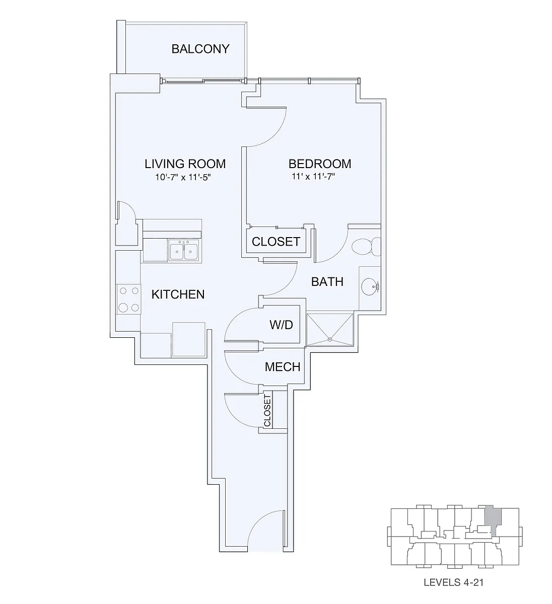 Floor plan 1X1 648