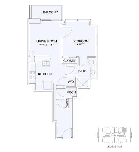 Floor plan 1X1 648