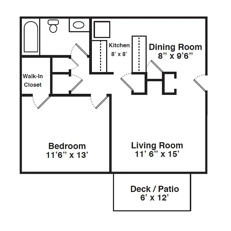 Floor plan 1 Bedroom 1 Bath - Small