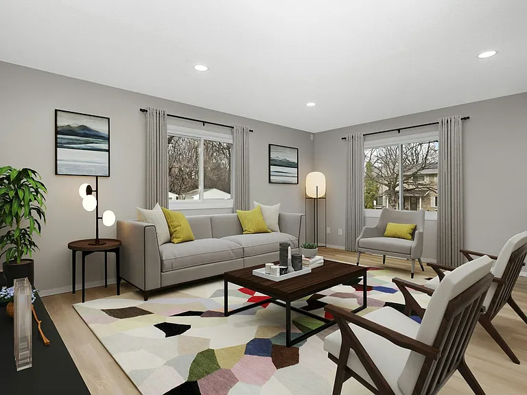 Alternate staged view highlighting seating capacity and flow
