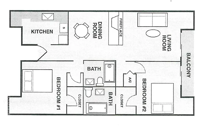 Floor plan 2 Bedroom 2 Bath