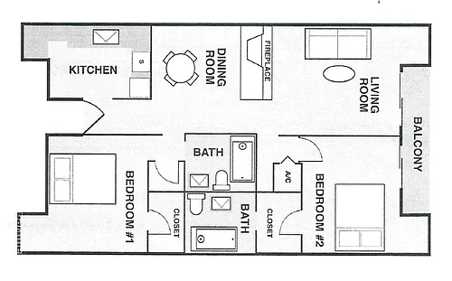 Floor plan 2 Bedroom 2 Bath
