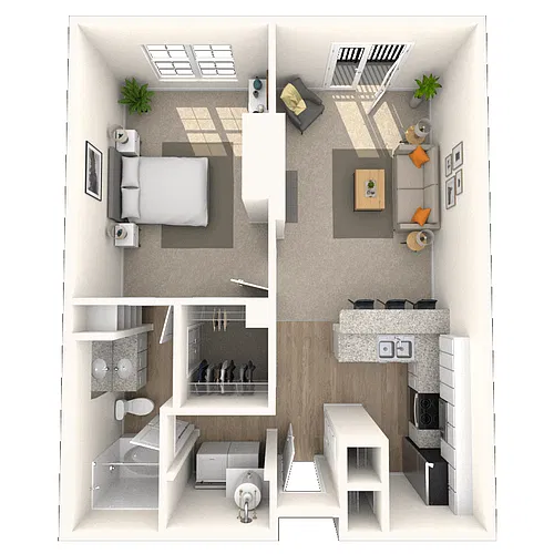 Floor plan Traditional 1x1 633-1044 SF