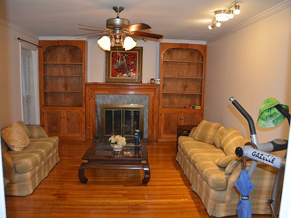 Den with gas fireplace
