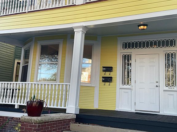 Front porch with new exterior paint