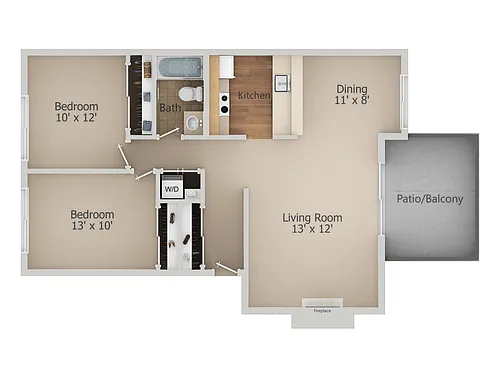 Floor plan 2 Bed/1 Bath-B