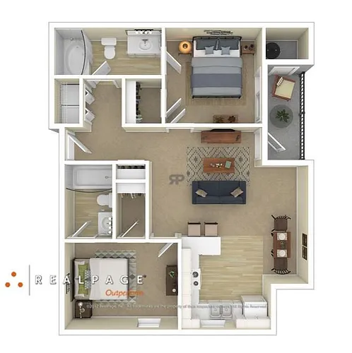 Floor plan B3 - 2 Bedroom - Starting at $1550