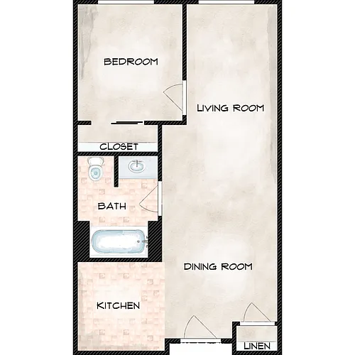 Floor plan 1 Bed 1 Bath C