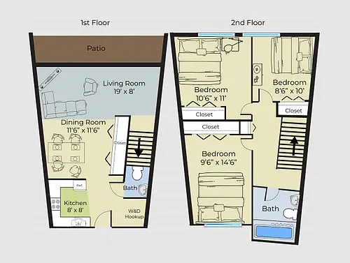 Floor plan Dog Friendly 3 Bedroom Townhouse
