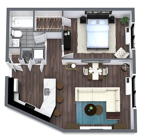 Floor plan 1 Bedroom Corner