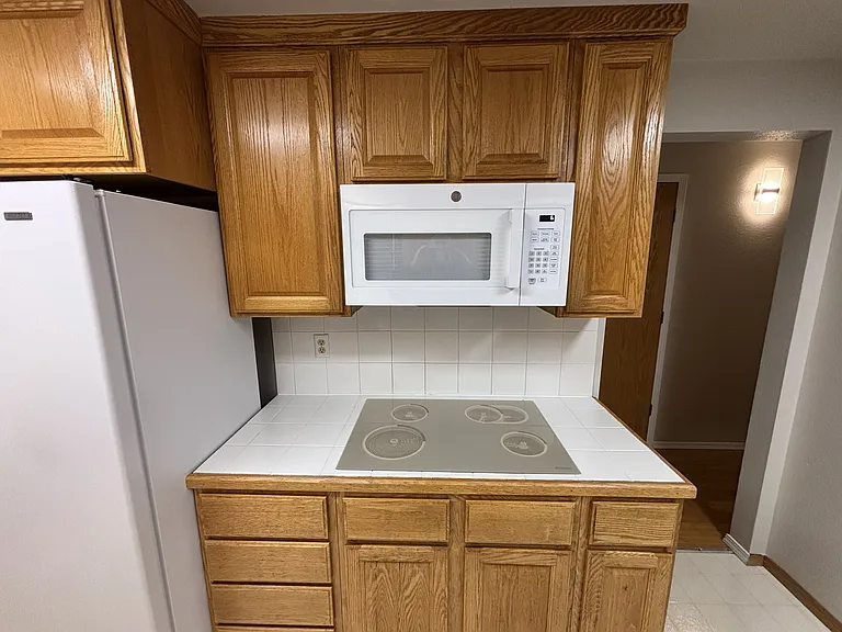 Cooking station with brand new microwave and glass cooktop