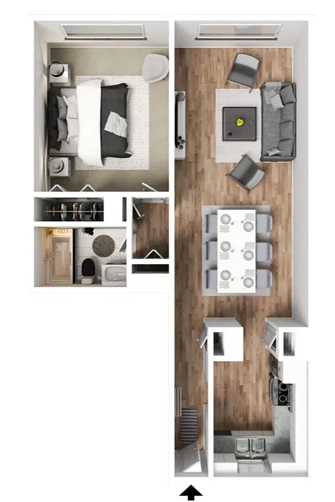 Floor plan 1 x 1 Seahorse