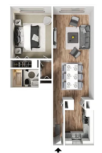 Floor plan 1 x 1 Seahorse