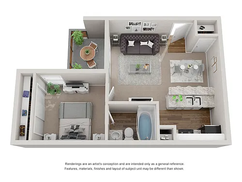 Floor plan A1: 1 Bed 1 Bath
