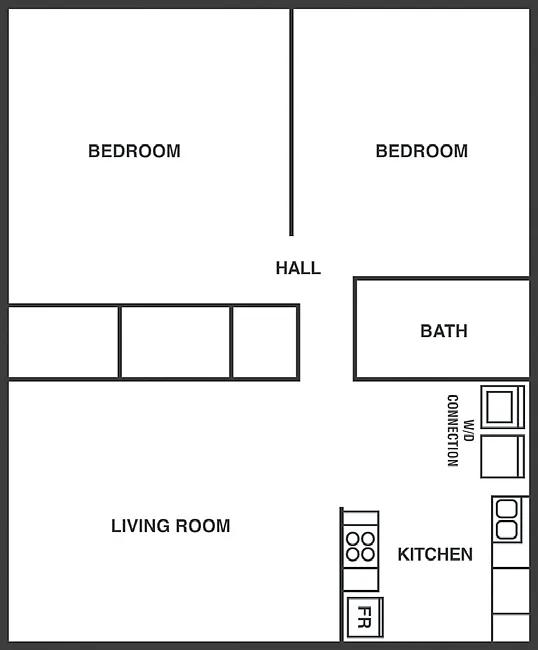 Floor plan Barron Court 2 Bedroom 1 Bath