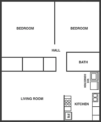 Floor plan Barron Court 2 Bedroom 1 Bath