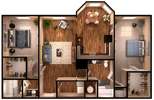 Floor plan 2 Bed 2 Bath Reno