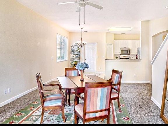 Kitchen opens to dining.