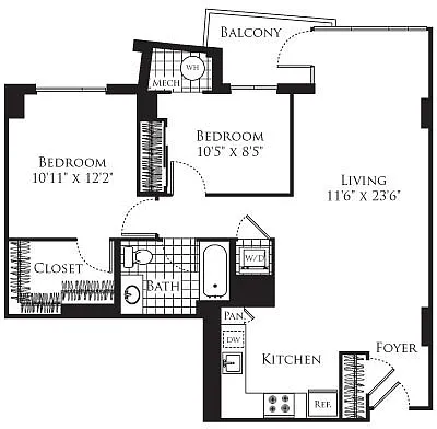 Floor plan 2 Bedroom- 925