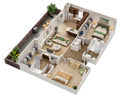 Floor plan Two Bedroom Two Bathroom