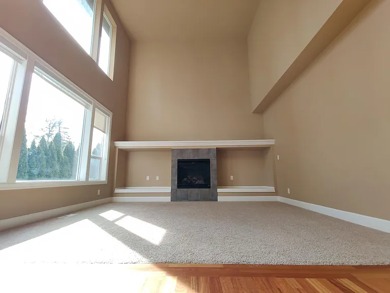 Family room with new carpet