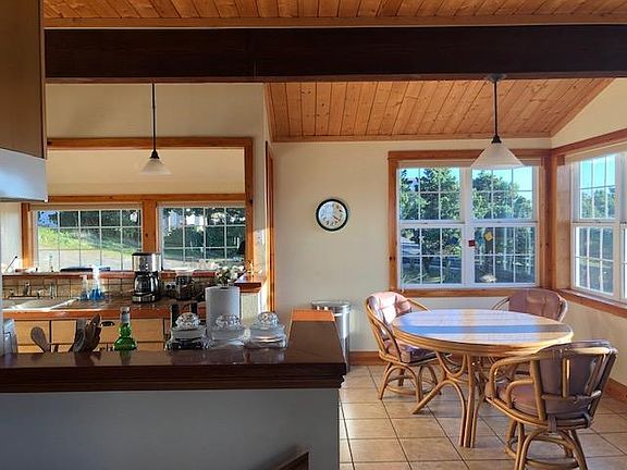 Open concept kitchen, breakfast bar, dining and living area