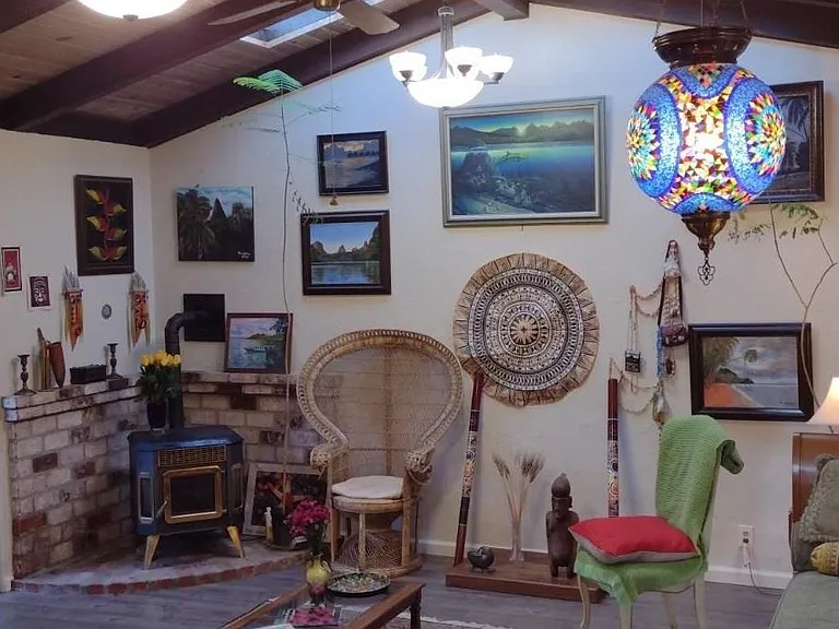 Family room or 'the South Pacific' room with skylights, access to deck.