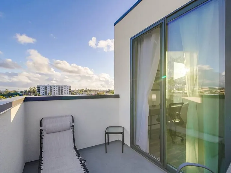 Balcony with sun beds