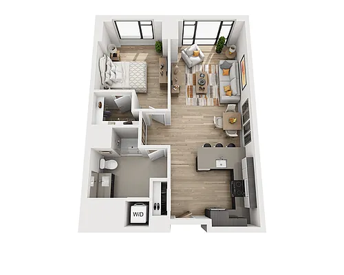Floor plan One Bedroom A1BA