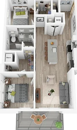 Plan J | 2 bed, 1 bath Plan J | 2 bed, 1 bath