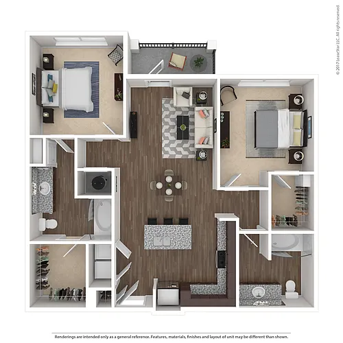 Floor plan 2 x 2 Hickory