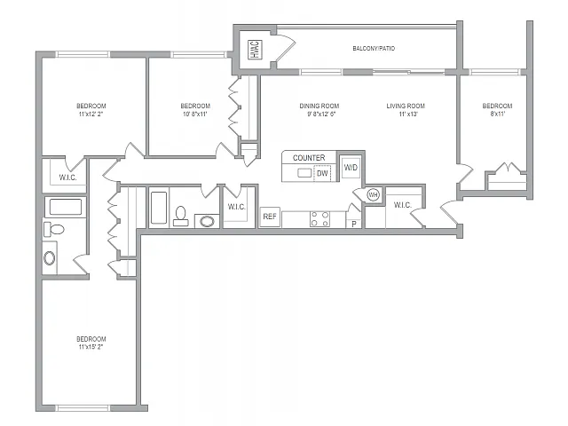 Floor plan 3BR/2BA Den