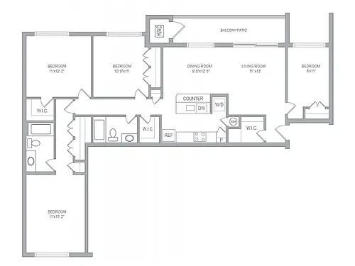 Floor plan 3BR/2BA Den