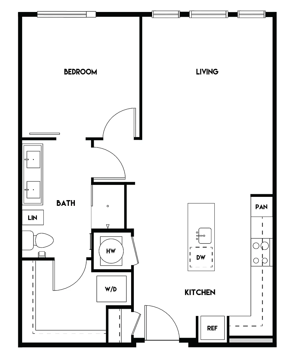 Floor plan 1BR 1BA (791 SF)-A3