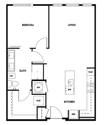 Floor plan 1BR 1BA (791 SF)-A3