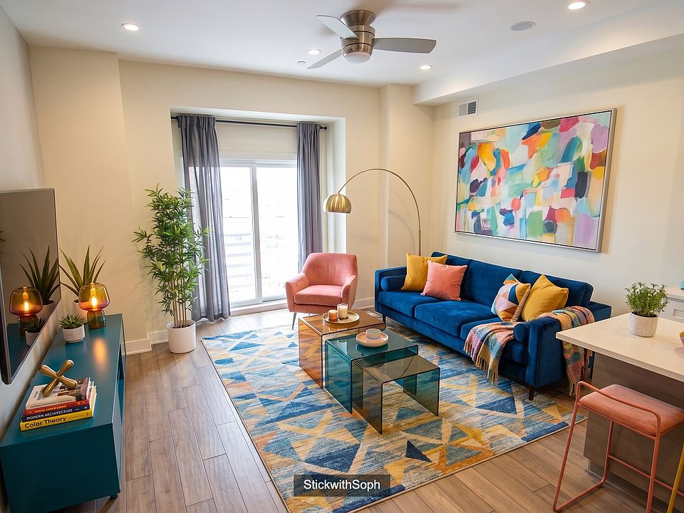 Living room with open floor kitchen