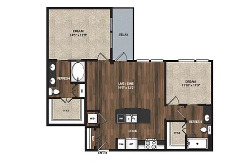 Floor plan Phase II 2x2 B