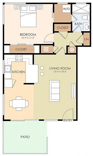 Floor plan 1 Bed 1 Bath