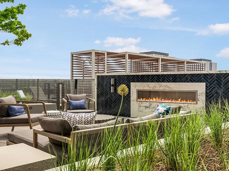Gather, unwind, and enjoy fireside city views.