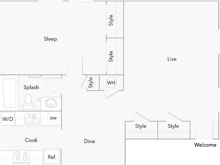 Amherst | 1-Bedroom Floorplan Amherst | 1-Bedroom Floorplan