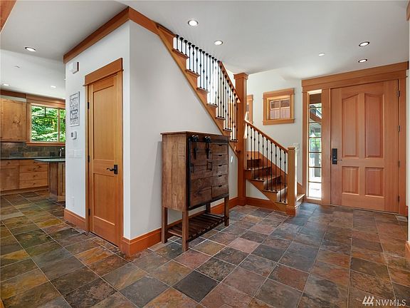 Foyer with beautiful slate flooring. 