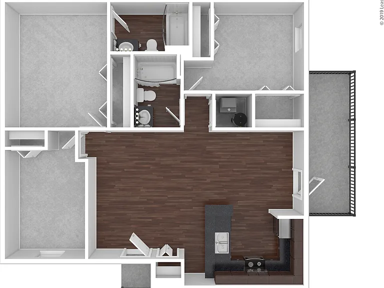 3 Bedroom, 2 Bath: Beds - 3: Baths - 2: SqFt Range - 1100 to 1100